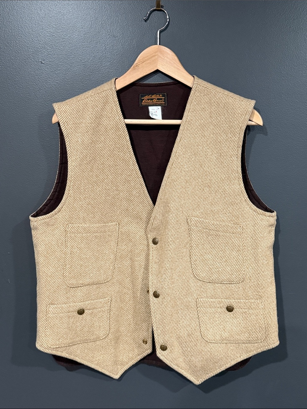 Eddie Bauer Tan Quilted-Lined Work Vest